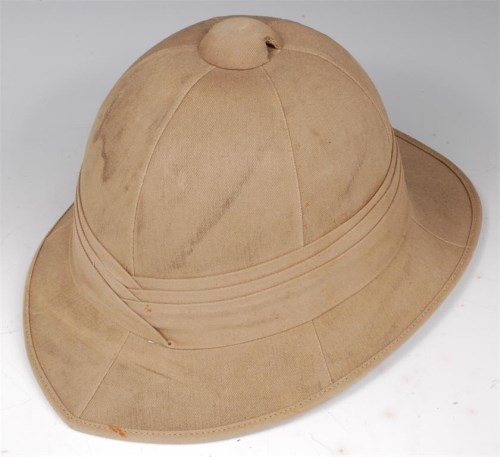 Lot 296 - A WW II pith helmet with leather liner and...