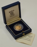 Lot 143 - Great Britain, cased 1983 gold half sovereign,...