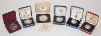 Lot 158 - Six various cased silver commemorative coins...