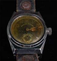 Lot 310 - A WW II German military steel cased wristwatch,...