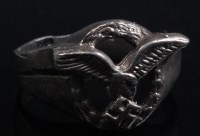 Lot 354 - A German Luftwaffe silver pilots ring.