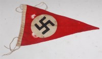 Lot 435 - A German Third Reich Nazi pennant, bearing a...