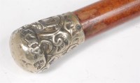 Lot 436 - A mallaca walking cane, having a silver plated...