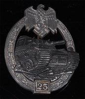 Lot 448 - A German Wehrmacht Panzer "25" Assault badge.