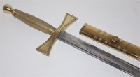 Lot 460 - A Masonic ceremonial sword, the 82cm etched...