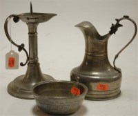 Lot 209 - An A E Williams pewter pricket candlestick;...