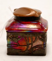 Lot 227 - An Art Nouveau iridescent glass and pewter...