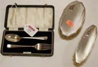 Lot 231 - A pair of 1930s silver backed brushes;...