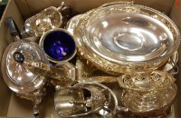 Lot 244 - A box of miscellaneous silver plated wares to...