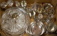Lot 253 - A box of miscellaneous silver plated wares to...