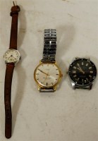 Lot 280 - A Buler steel cased gents wristwatch (a/f); a...
