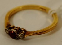 Lot 286 - A ladies yellow gold, ruby and diamond set...
