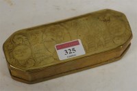 Lot 325 - A 19th century Dutch brass tobacco box and...
