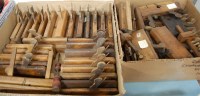 Lot 375 - Two boxes of assorted wooden moulding planes...