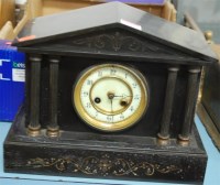 Lot 397 - An Edwardian black slate mantel clock of...