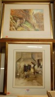 Lot 1011 - Govier - Interior scene, watercolour, 32 x...