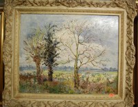 Lot 1014 - L Charrington - A winter landscape, oil on...