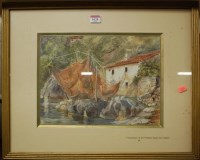 Lot 1028 - Continental school - A lakeside cottage,...