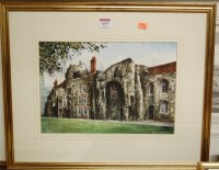 Lot 1039 - R Siger - Abbey ruins on the West Front, Bury...