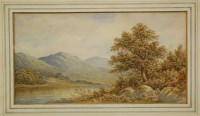 Lot 1040 - J Robinson - River and mountain landscape with...