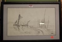 Lot 1054 - M Dipnoll - Pair of prints; and a sailing boat...
