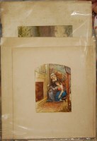 Lot 1059 - Mixed ephemera to include; watercolour...