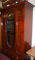 Lot 1100 - An Edwardian mahogany and chequer strung...