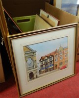 Lot 1076 - A box of assorted pictures and prints to...