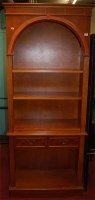 Lot 1158 - A reproduction yew wood freestanding open...