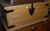 Lot 1164 - A modern pine and metal bound hinge top...