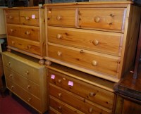 Lot 1173 - Three various modern pine round cornered chests