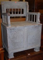 Lot 1210 - A 19th century rustic blue painted pine single...
