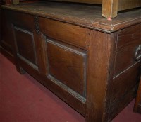 Lot 1217 - An 18th century joined oak twin panelled hinge-...