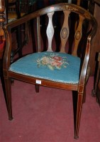 Lot 1252 - An Edwardian mahogany and floral inlaid tub...