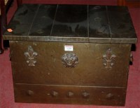 Lot 1258 - A Gothic influenced metal hinge-top chest,...