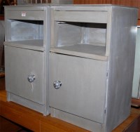 Lot 1259 - A pair of 1930s painted single door bedside...