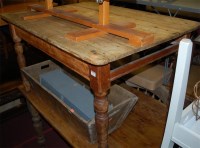 Lot 1328 - A Victorian pine round cornered plank topped...