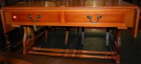 Lot 1331 - A reproduction yew wood low drop flap two...
