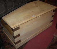 Lot 1338 - A Victorian pine and metal bound hinge top...