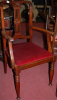 Lot 1353 - A set of six Edwardian walnut pierced...