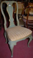 Lot 1361 - A pair of green painted Queen Anne style...