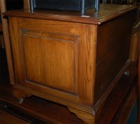 Lot 1295 - A contemporary oak and burr oak hinge top...