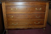 Lot 1437 - A circa 1900 French walnut three drawer chest,...