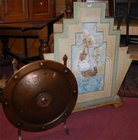 Lot 1280 - An Art Deco relief painted fire screen of...