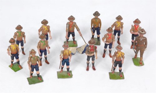 Lot 1343 - Britains Boy Scouts and Scout Master Figure...