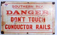 Lot 90 - Southern Railway enamel sign - "Danger Don't...