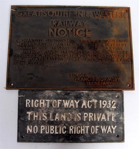 Lot 91 - Cast Iron sign group, 2 examples to include a...