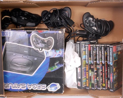 Lot 3212 - Boxed Sega Saturn Console, with 3 controllers,...