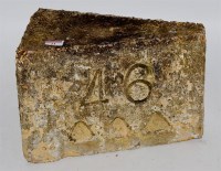 Lot 21 - A concrete Mileage marker 46***, from Witham...
