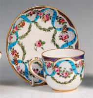 Lot 75 - A Sevres porcelain teacup and saucer,...